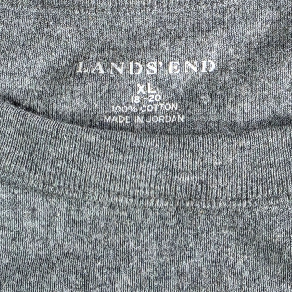 Lands' End T-Shirt Womens XL Gray Long Sleeve 100% Cotton Crew Neck Basic Tee - Picture 3 of 16